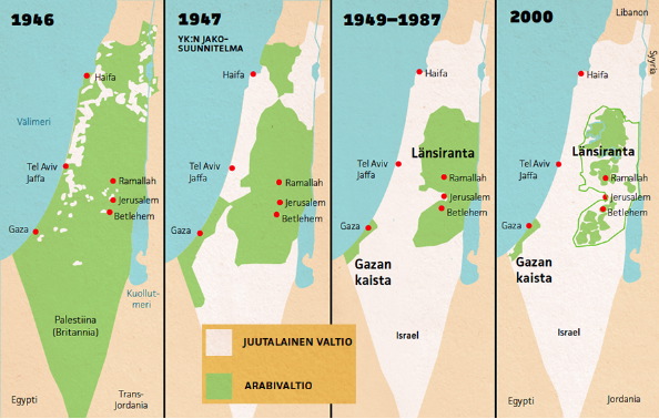 Israel palestiina kartta